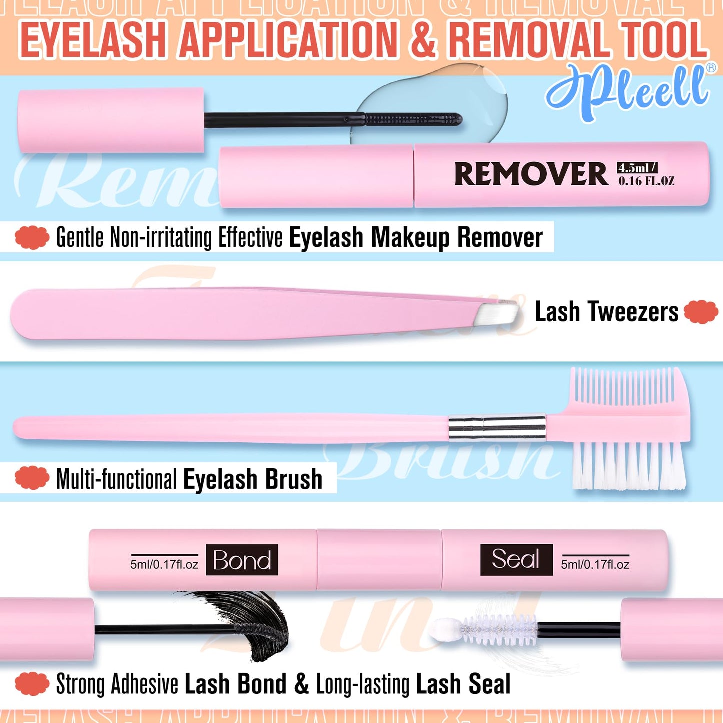 Fluffy Lash Extension Kit Wispy Eyelash Extension Kit 10-18MM Natural Lash Clusters 180PCS Cluster Eyelash Extensions with Lash Bond and Remover and Lash Applicator DIY Lashes Extension by Pleell