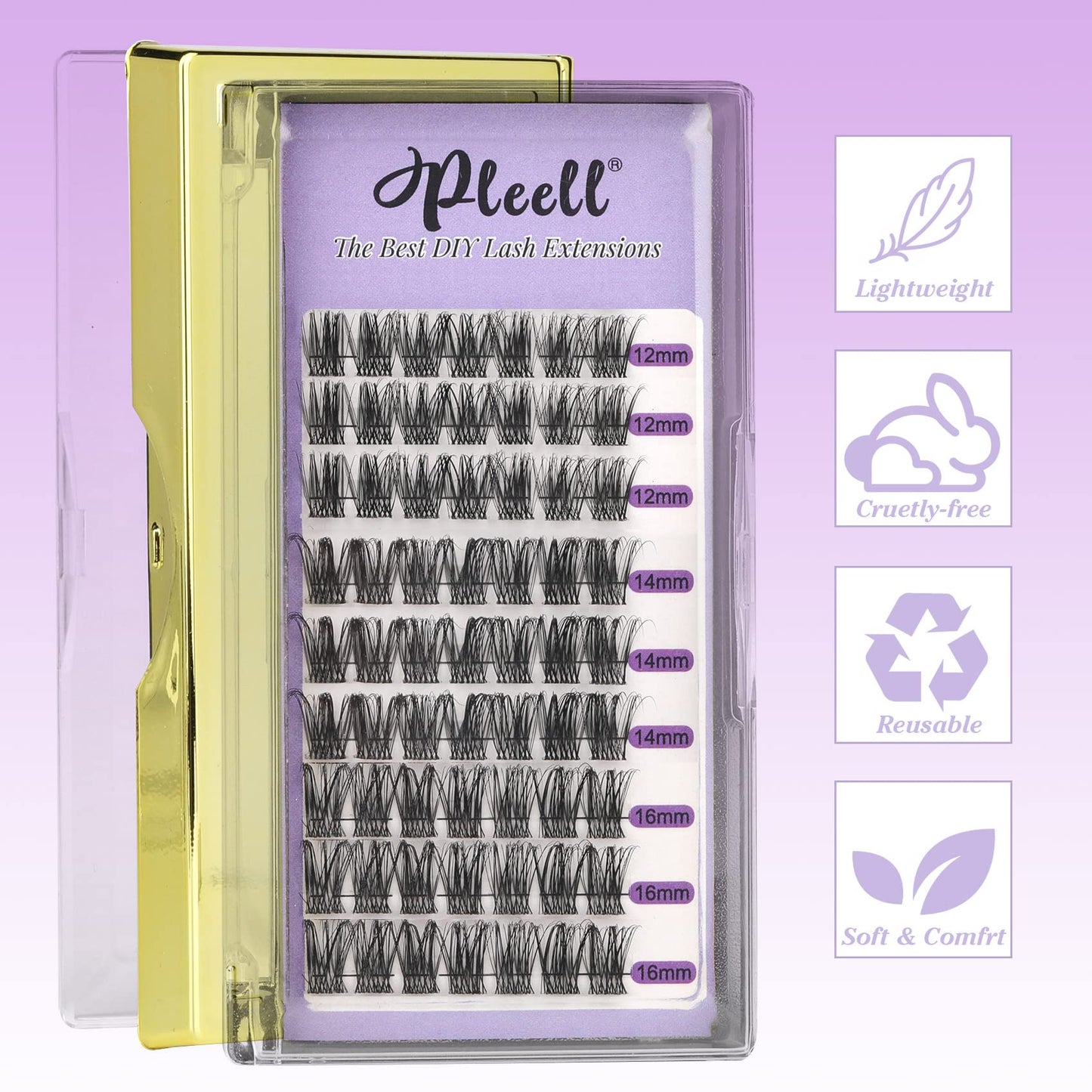 Fluffy Lash Extension Kit Wispy Eyelash Extension Kit 10-18MM Natural Lash Clusters 180PCS Cluster Eyelash Extensions with Lash Bond and Remover and Lash Applicator DIY Lashes Extension by Pleell