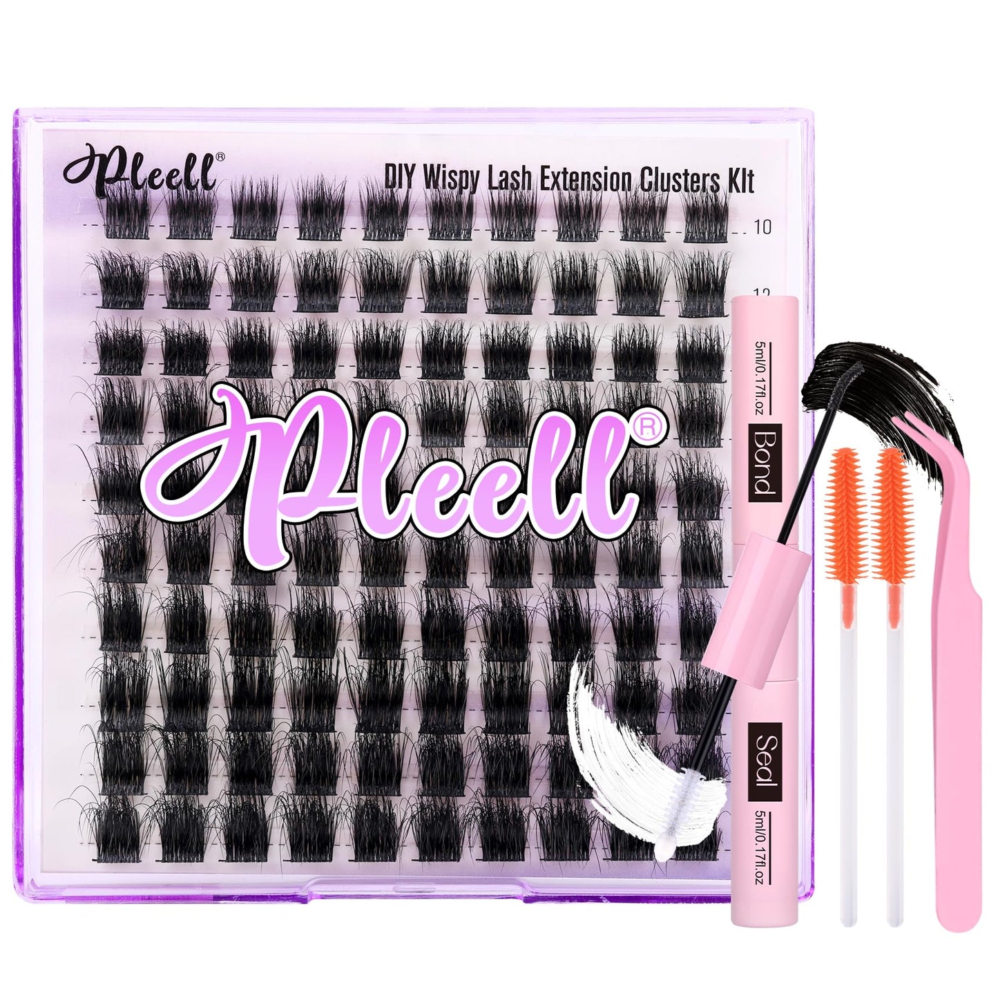 Fluffy Lash Extension Kit Wispy Eyelash Extension Kit 10-18MM Natural Lash Clusters 180PCS Cluster Eyelash Extensions with Lash Bond and Remover and Lash Applicator DIY Lashes Extension by Pleell