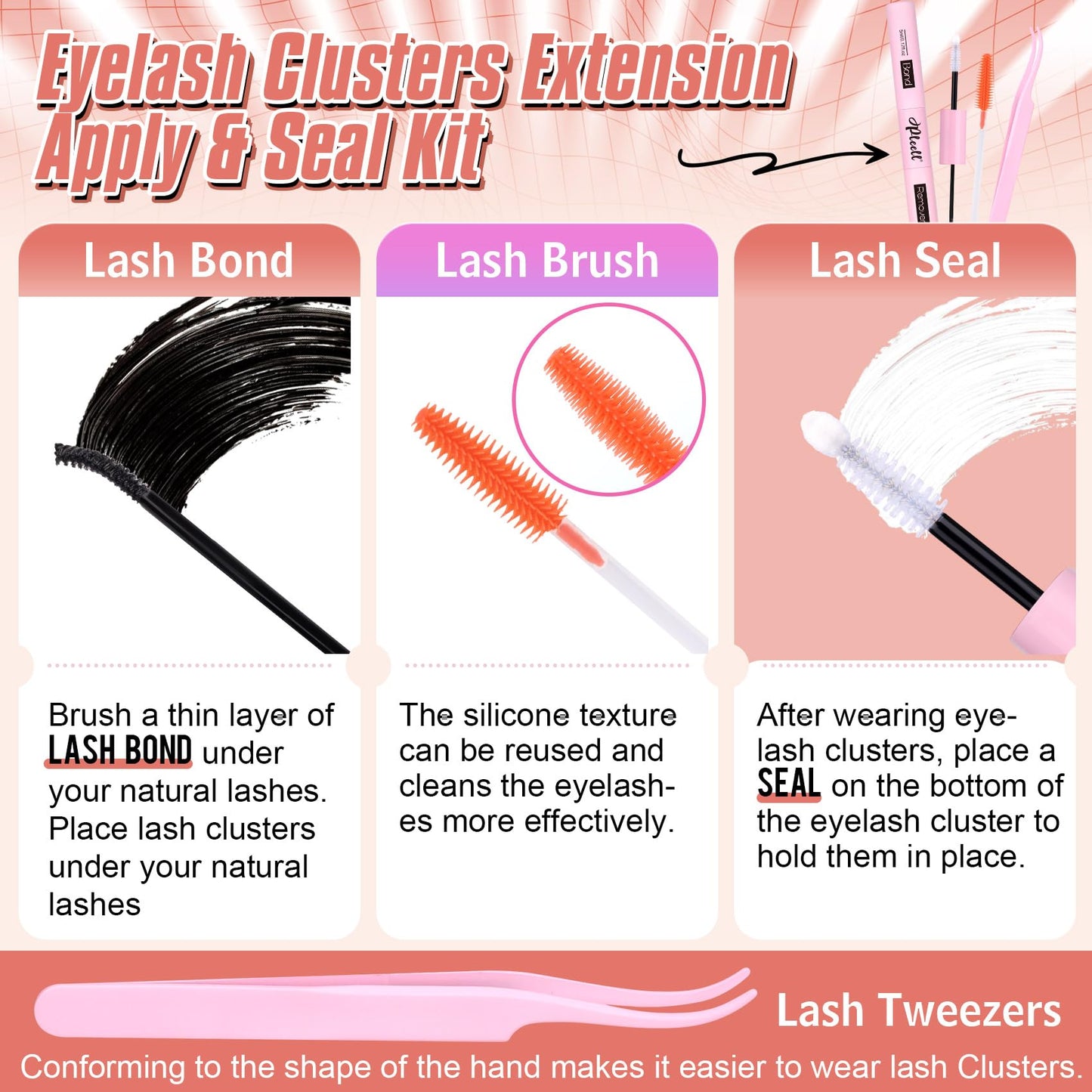 Fluffy Lash Extension Kit Wispy Eyelash Extension Kit 10-18MM Natural Lash Clusters 180PCS Cluster Eyelash Extensions with Lash Bond and Remover and Lash Applicator DIY Lashes Extension by Pleell