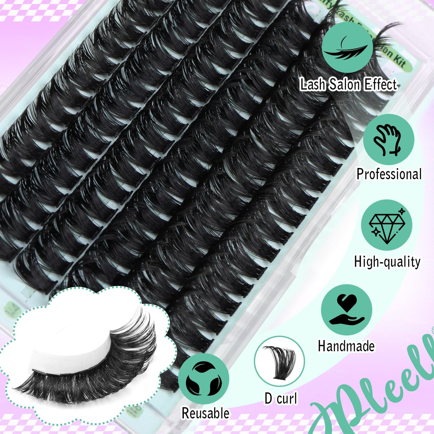 Fluffy Lash Extension Kit Wispy Eyelash Extension Kit 10-18MM Natural Lash Clusters 180PCS Cluster Eyelash Extensions with Lash Bond and Remover and Lash Applicator DIY Lashes Extension by Pleell