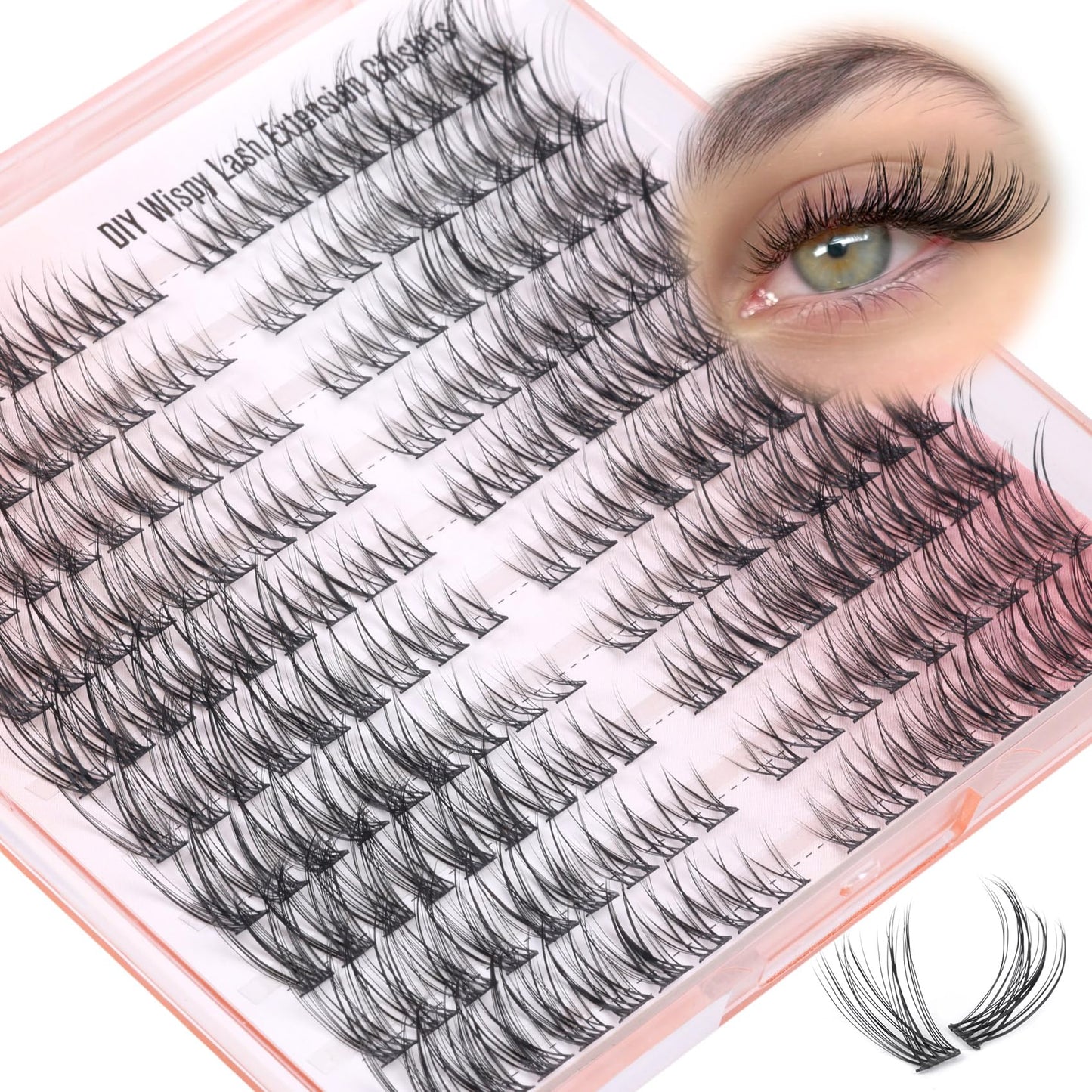 Fluffy Lash Extension Kit Wispy Eyelash Extension Kit 10-18MM Natural Lash Clusters 180PCS Cluster Eyelash Extensions with Lash Bond and Remover and Lash Applicator DIY Lashes Extension by Pleell