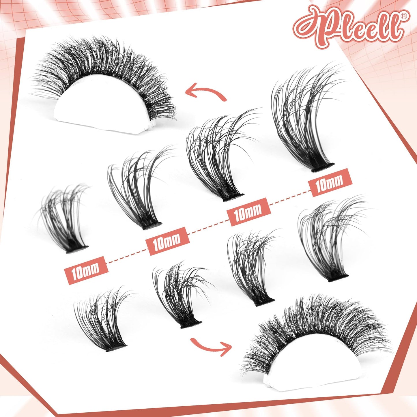 Fluffy Lash Extension Kit Wispy Eyelash Extension Kit 10-18MM Natural Lash Clusters 180PCS Cluster Eyelash Extensions with Lash Bond and Remover and Lash Applicator DIY Lashes Extension by Pleell