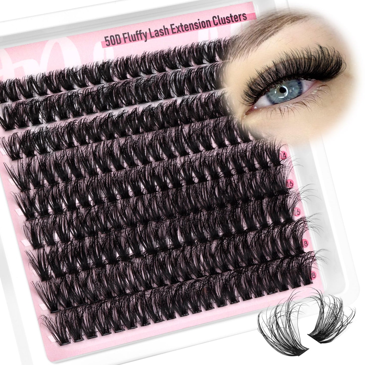Fluffy Lash Extension Kit Wispy Eyelash Extension Kit 10-18MM Natural Lash Clusters 180PCS Cluster Eyelash Extensions with Lash Bond and Remover and Lash Applicator DIY Lashes Extension by Pleell