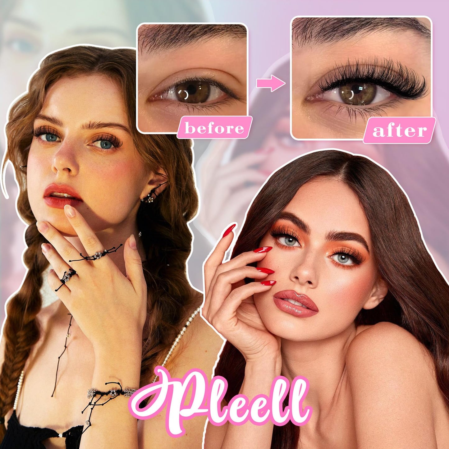 Fluffy Lash Extension Kit Wispy Eyelash Extension Kit 10-18MM Natural Lash Clusters 180PCS Cluster Eyelash Extensions with Lash Bond and Remover and Lash Applicator DIY Lashes Extension by Pleell