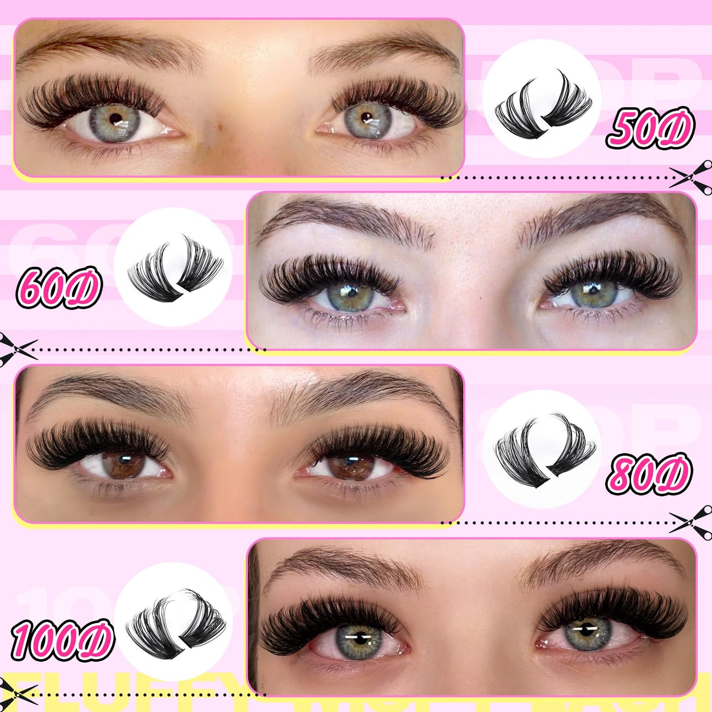 Fluffy Lash Extension Kit Wispy Eyelash Extension Kit 10-18MM Natural Lash Clusters 180PCS Cluster Eyelash Extensions with Lash Bond and Remover and Lash Applicator DIY Lashes Extension by Pleell