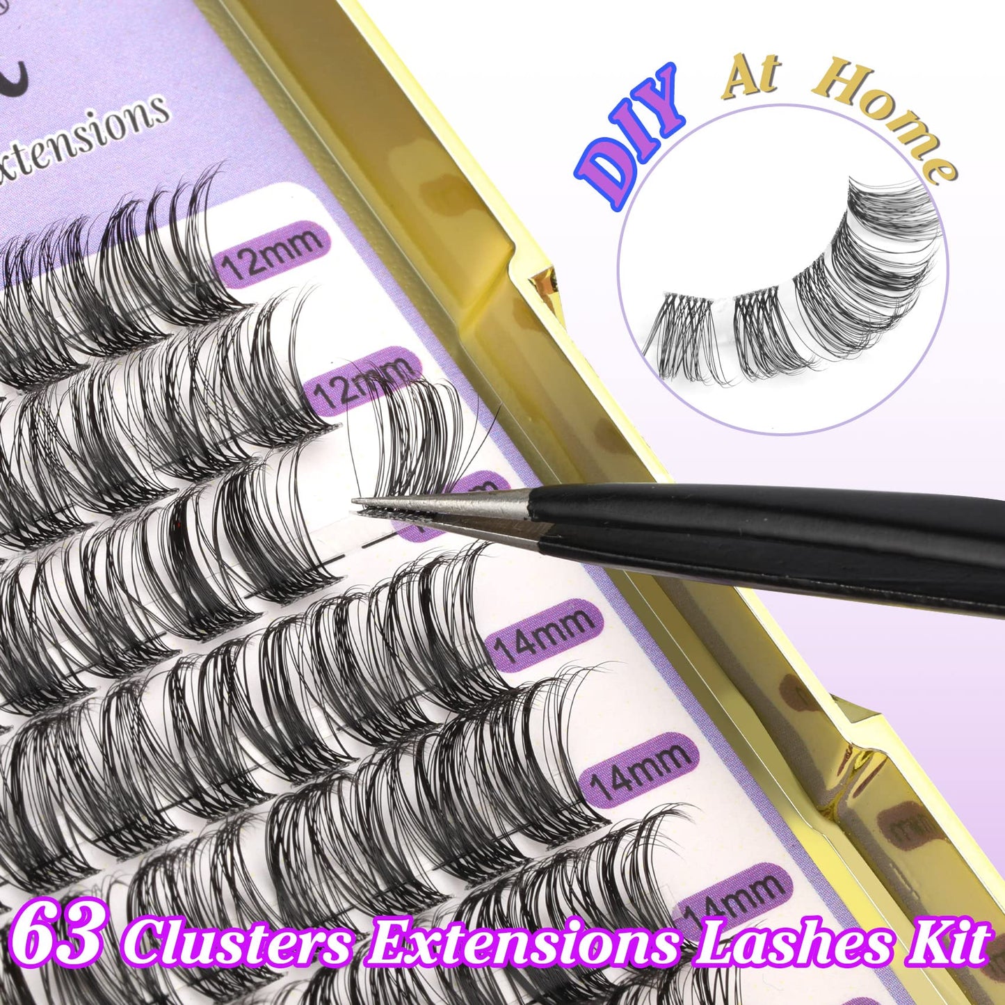 Fluffy Lash Extension Kit Wispy Eyelash Extension Kit 10-18MM Natural Lash Clusters 180PCS Cluster Eyelash Extensions with Lash Bond and Remover and Lash Applicator DIY Lashes Extension by Pleell