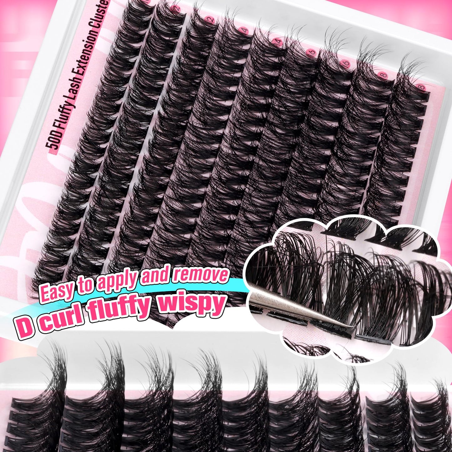 Fluffy Lash Extension Kit Wispy Eyelash Extension Kit 10-18MM Natural Lash Clusters 180PCS Cluster Eyelash Extensions with Lash Bond and Remover and Lash Applicator DIY Lashes Extension by Pleell
