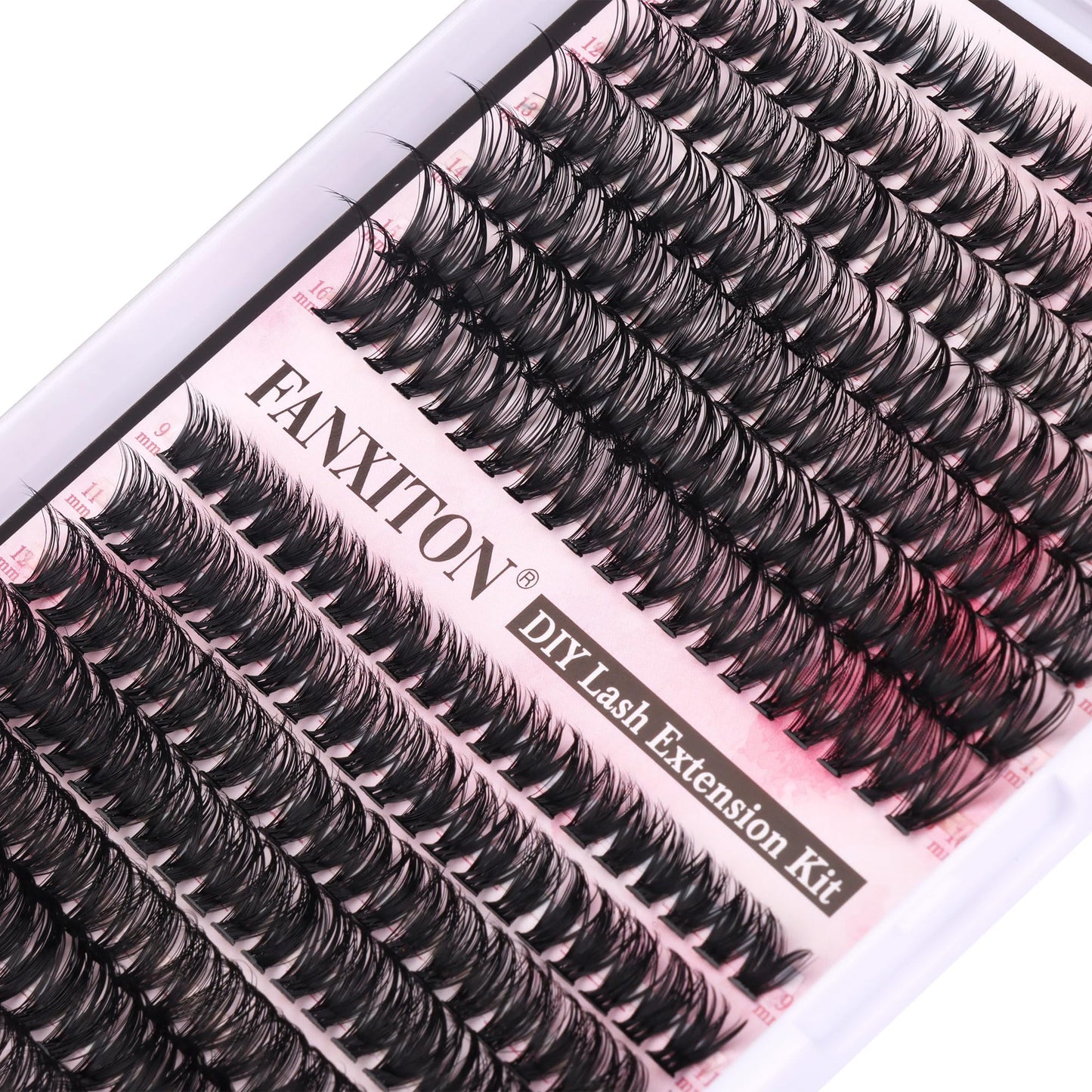 FANXITON DIY Lash Extension Kit Volume Lash Clusters 40D+50D D Curl Individual Lashes Lash Clusters Kit Thick Eyelash Extension Kit 280 pcs Thin Band Cluster Lashes Lash Bond and Seal Lash Tweezers